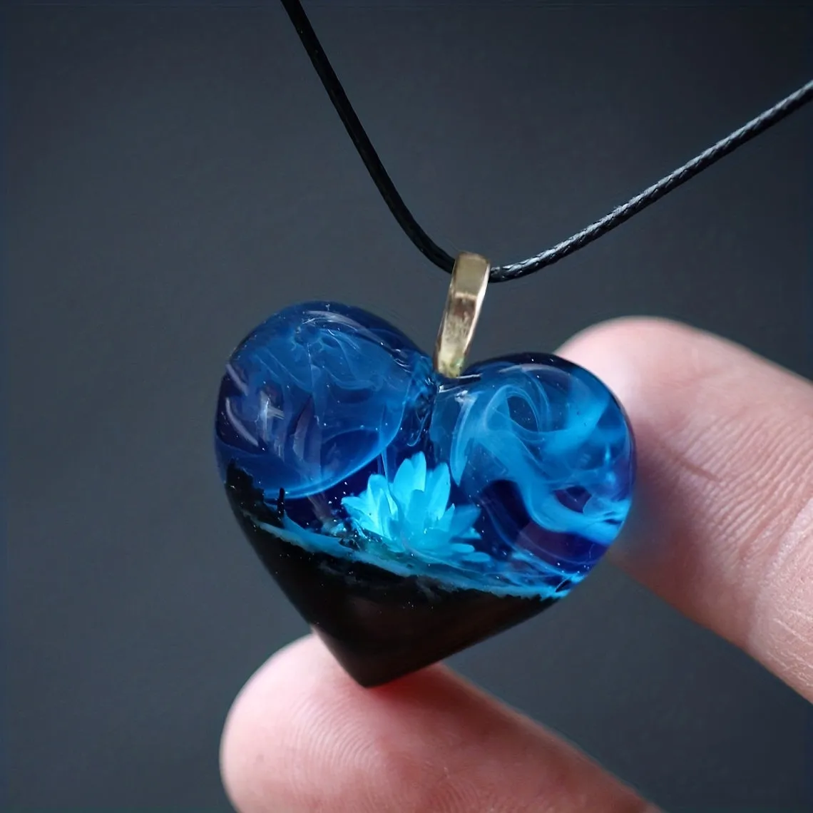 Natural Scenery Mountain River Starry Sky Heart Shape Pendant Necklace Men