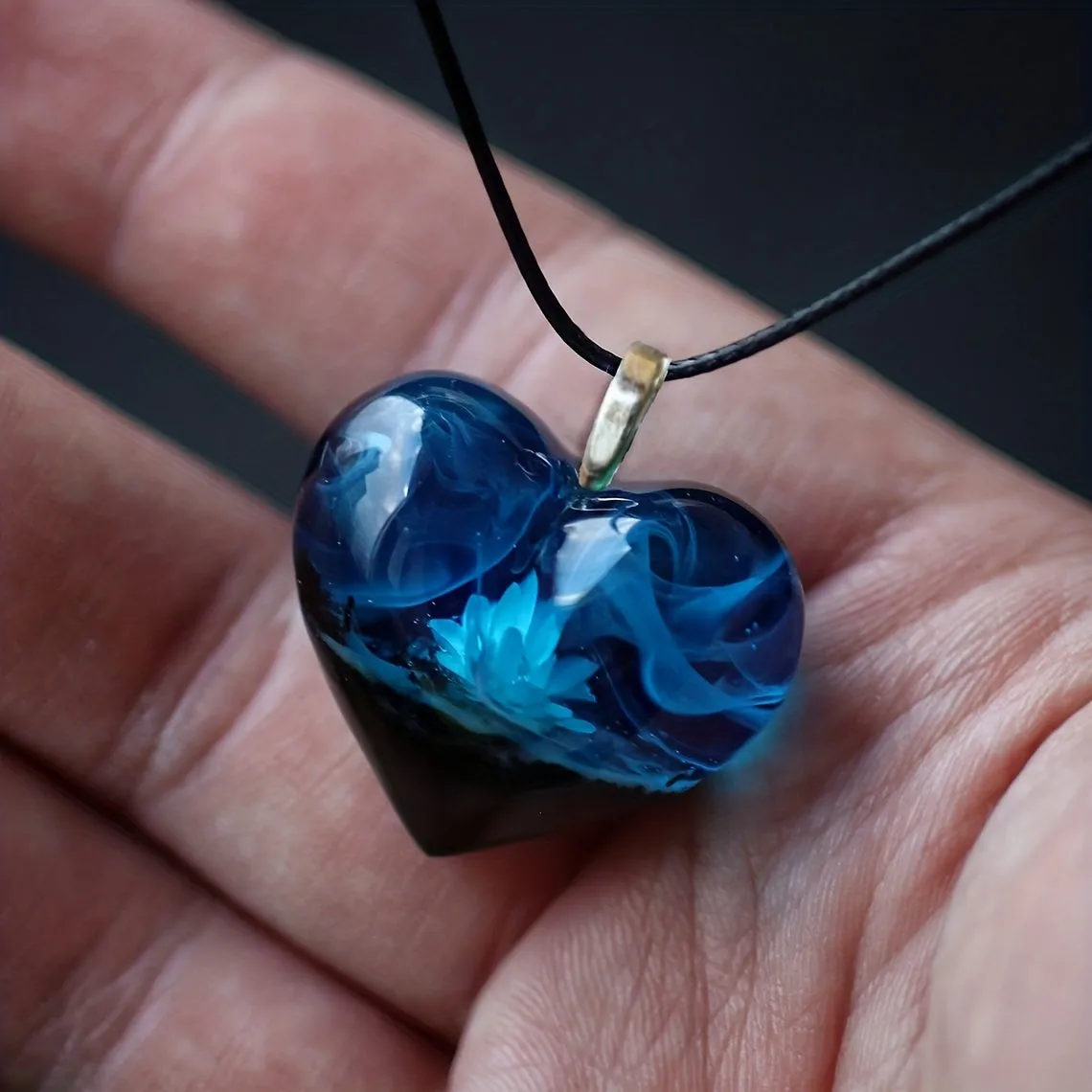 Natural Scenery Mountain River Starry Sky Heart Shape Pendant Necklace Men