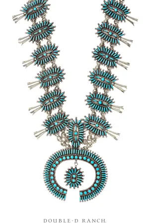 Necklace, Squash Blossom, Turquoise, Needlepoint, Hallmark, Vintage, 3456