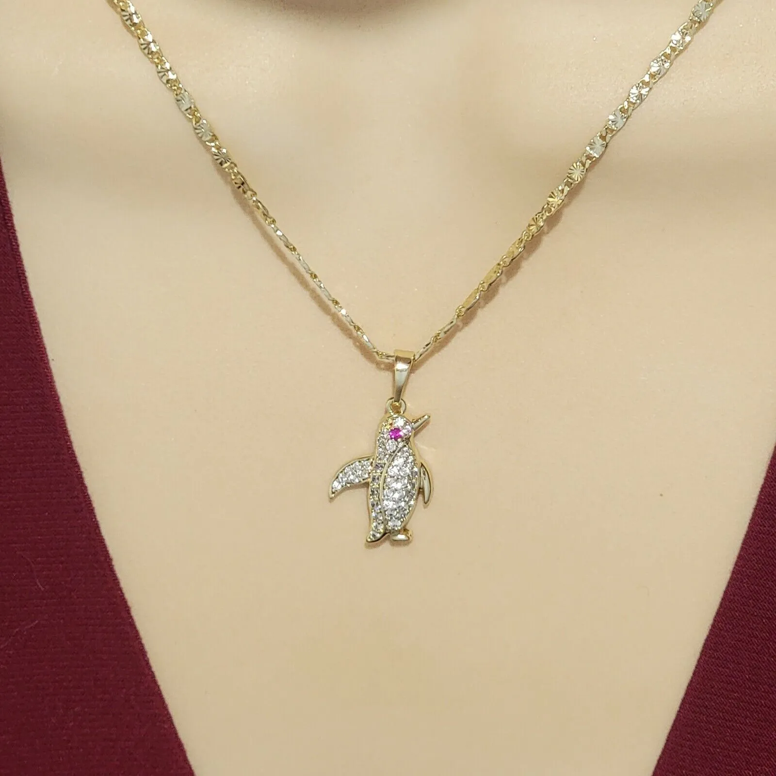 Necklaces - 14K Gold Plated. Penguin Crystals. Animal Lovers.