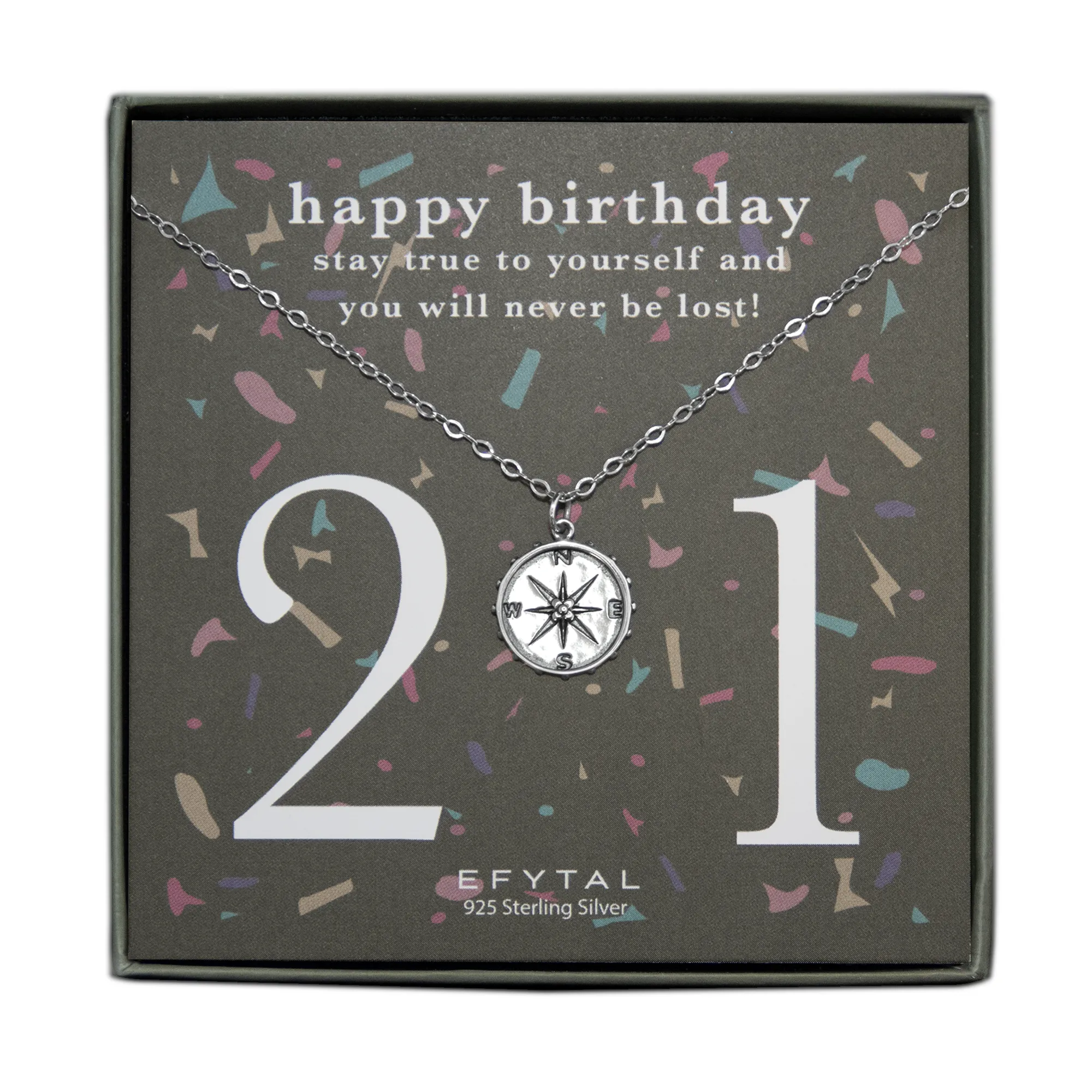 nellie compass necklace, silver or gold • 21st birthday confetti