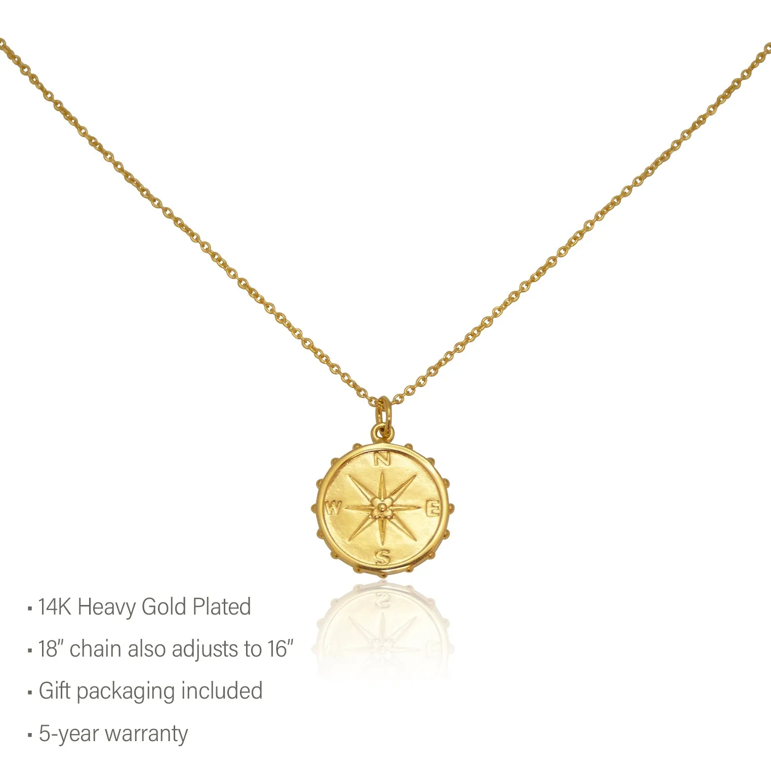 nellie compass necklace, silver or gold • 21st birthday confetti