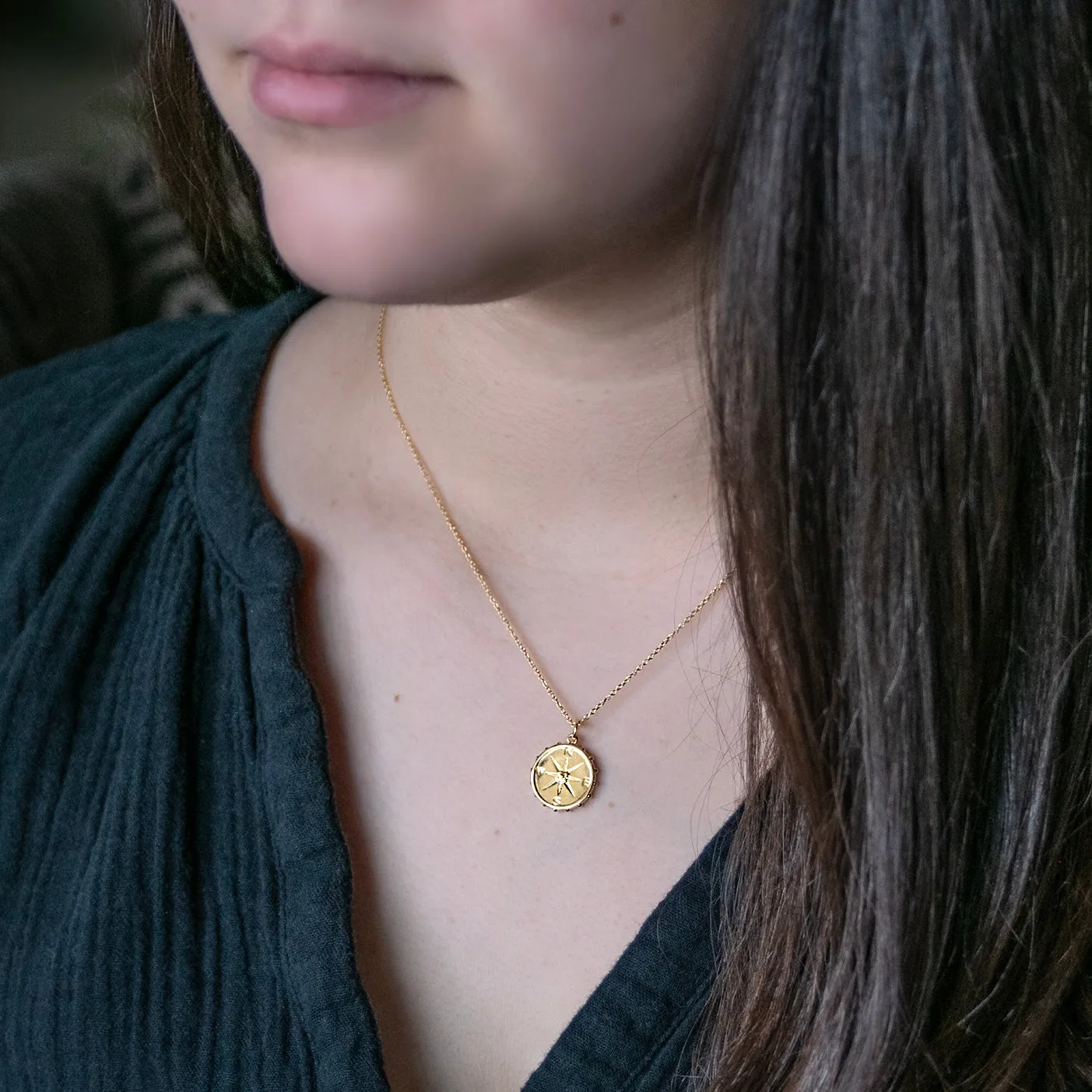 nellie compass necklace, silver or gold • 21st birthday confetti