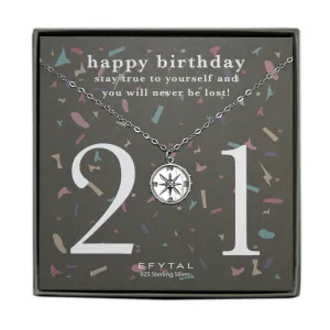 nellie compass necklace, silver or gold • 21st birthday confetti