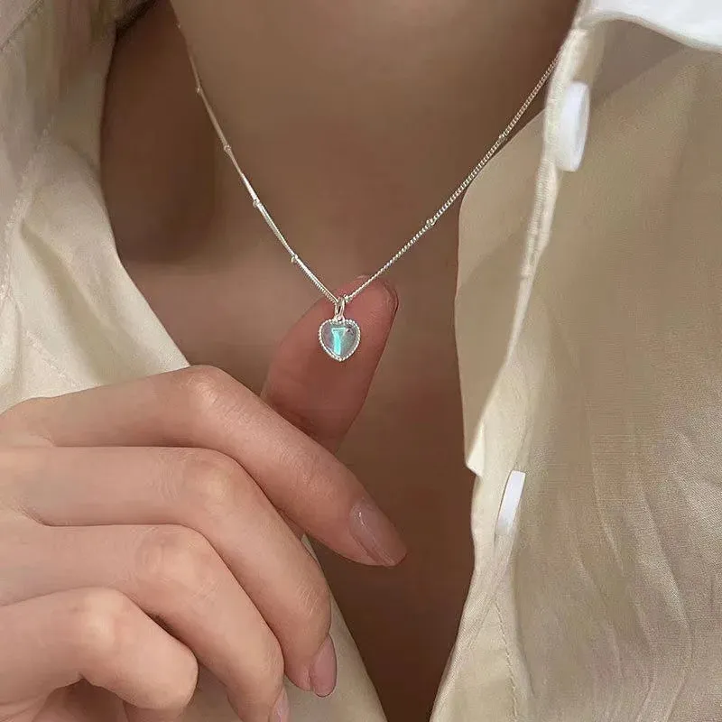 New Double Layer Necklace For Women Imitation Pearl Crystal Heart Pendant Chokers Necklaces Girls Bohemia