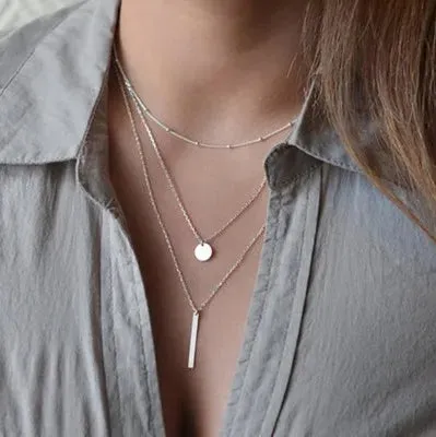 New Double Layer Necklace For Women Imitation Pearl Crystal Heart Pendant Chokers Necklaces Girls Bohemia
