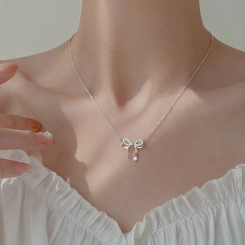 New Double Layer Necklace For Women Imitation Pearl Crystal Heart Pendant Chokers Necklaces Girls Bohemia
