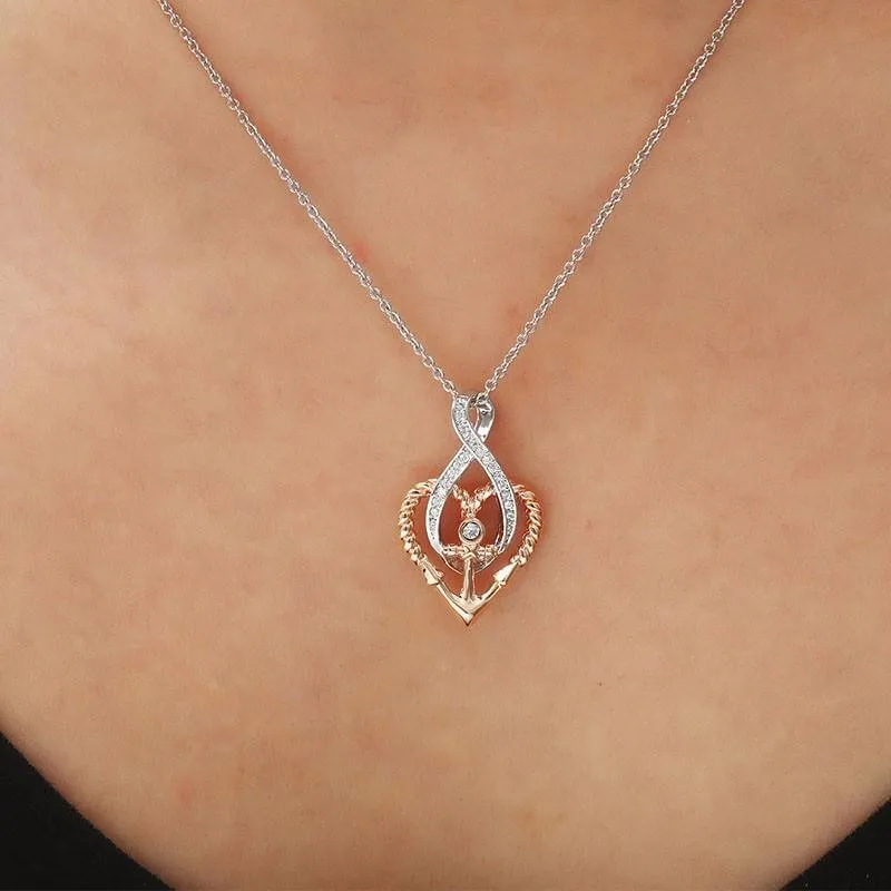 NEW Infinity Heart Anchor Necklaces Women Crystal Nautical Jewelry Rose Gold Anchor Cross Necklace Chain Design For Women