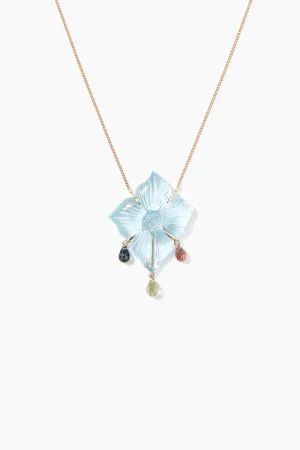 NGF14-15109LW- 14K GARDENIA CHANDELIER NECKLACE