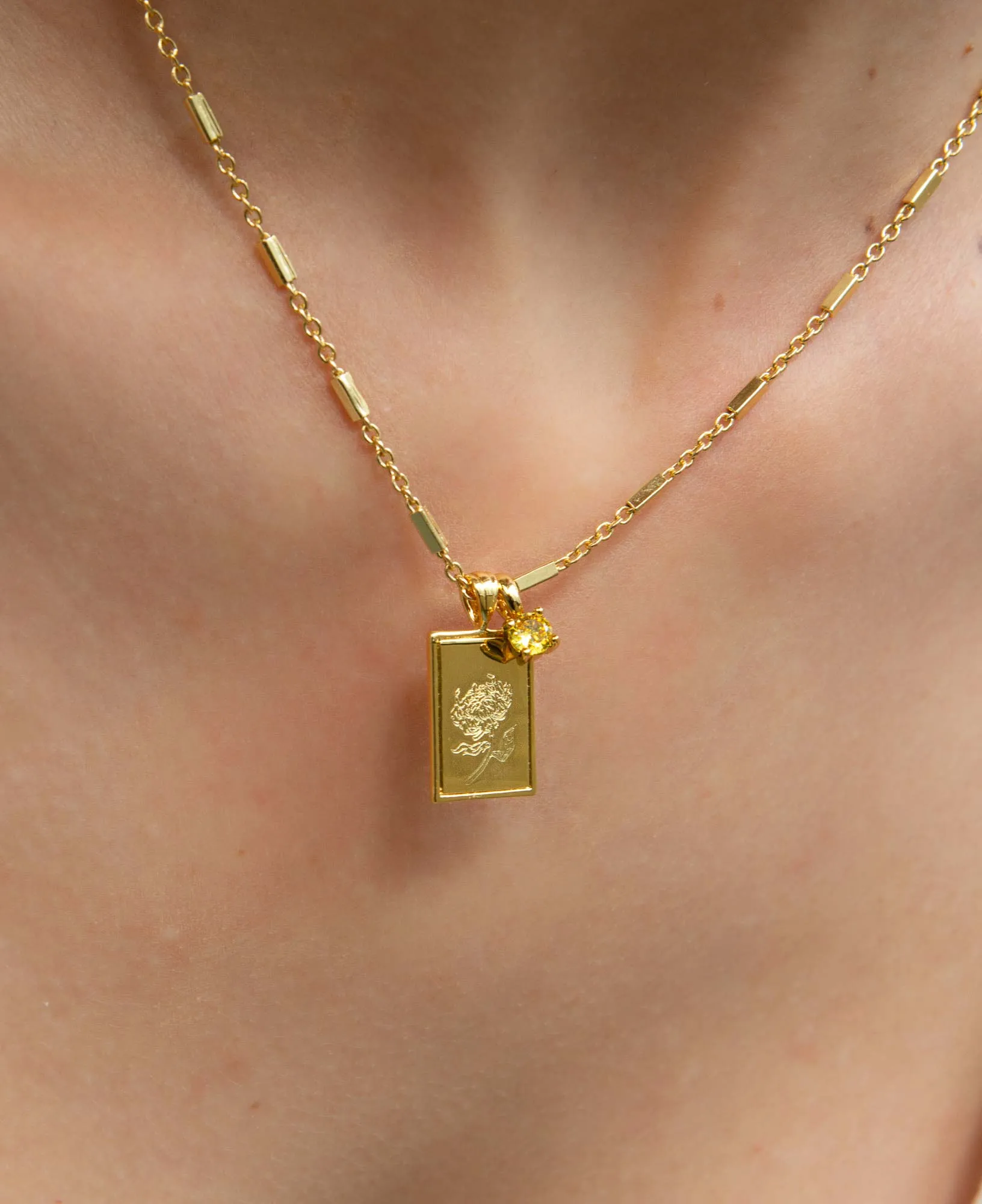 November - Chrysanthemum Birth Flower Pendant Necklace