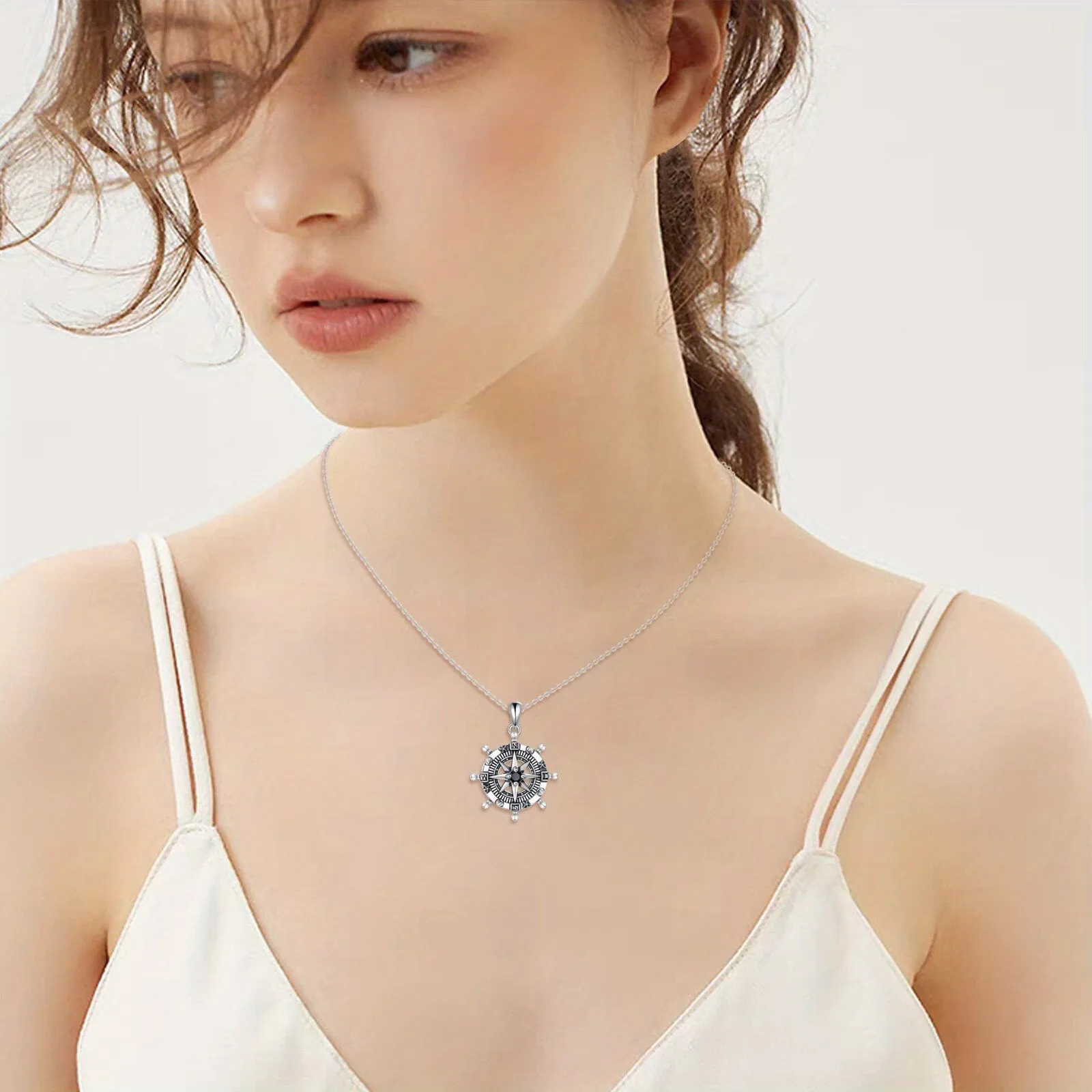 Ocean Compass Necklace 925 Silver Graduation Jewelry
