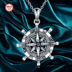 Ocean Compass Necklace 925 Silver Graduation Jewelry
