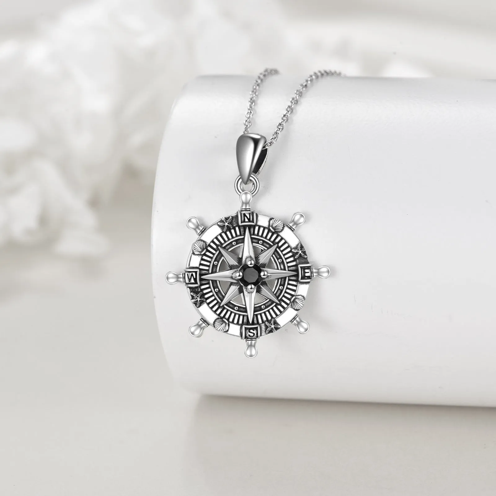 Ocean Compass Necklace 925 Silver Graduation Jewelry