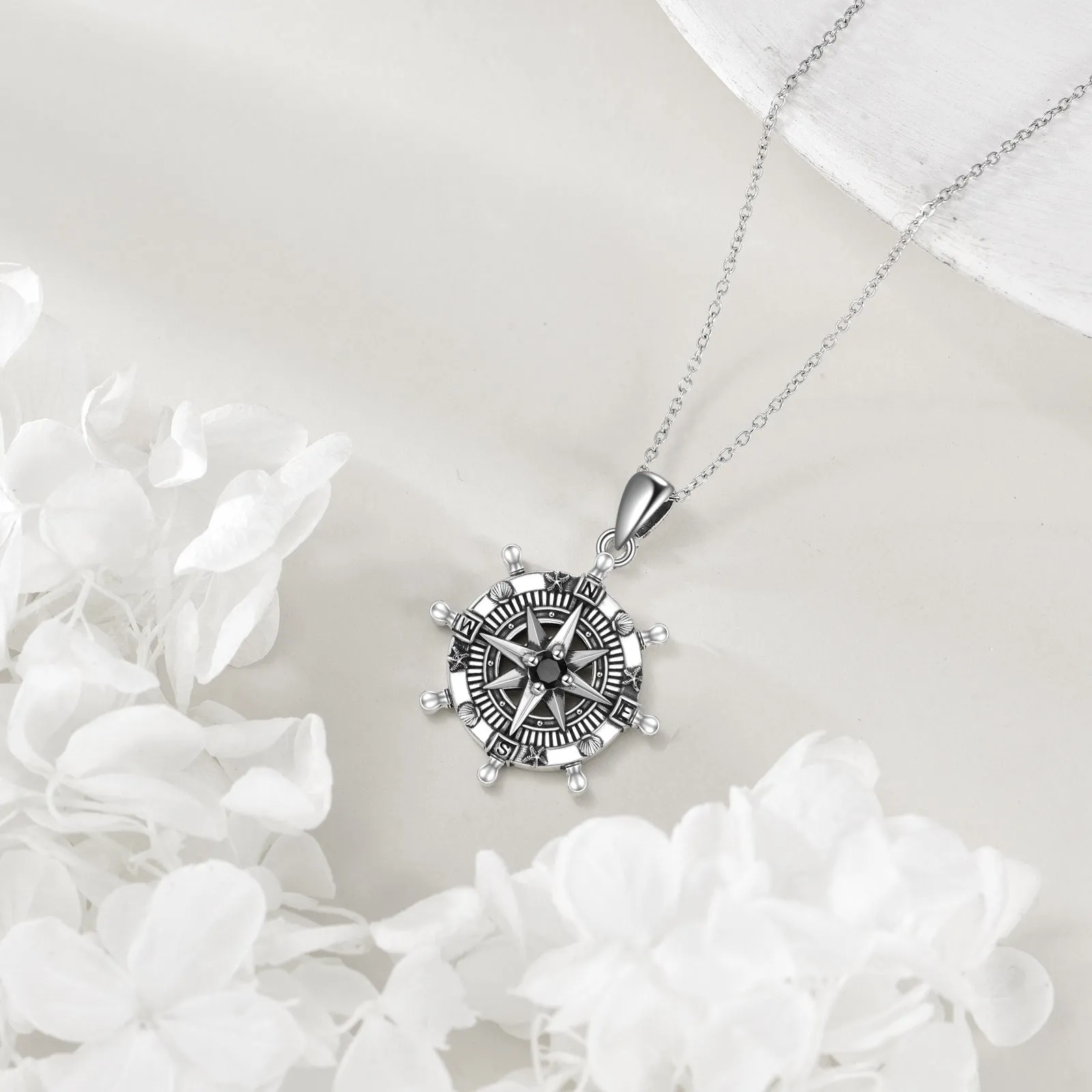 Ocean Compass Necklace 925 Silver Graduation Jewelry