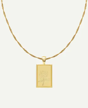 October - Marigold Birth Flower Pendant Necklace