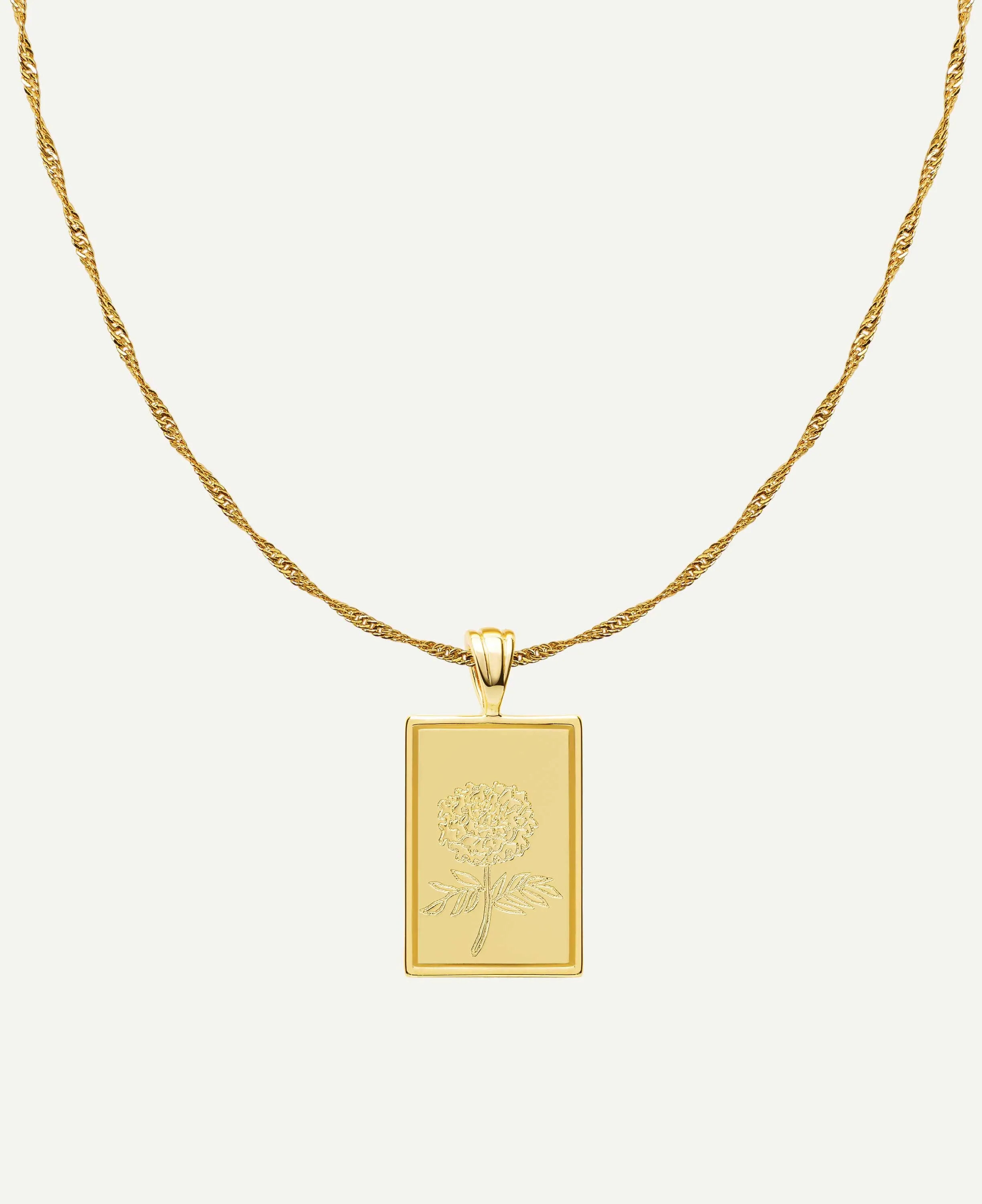 October - Marigold Birth Flower Pendant Necklace