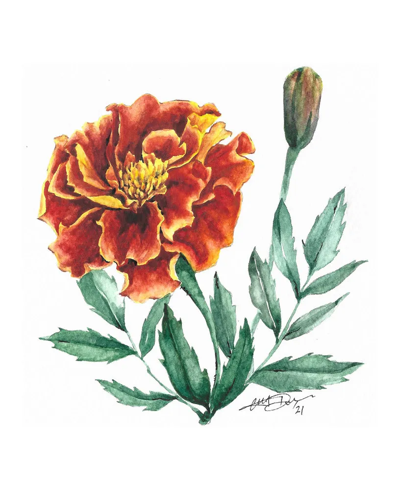 October - Marigold Birth Flower Pendant Necklace