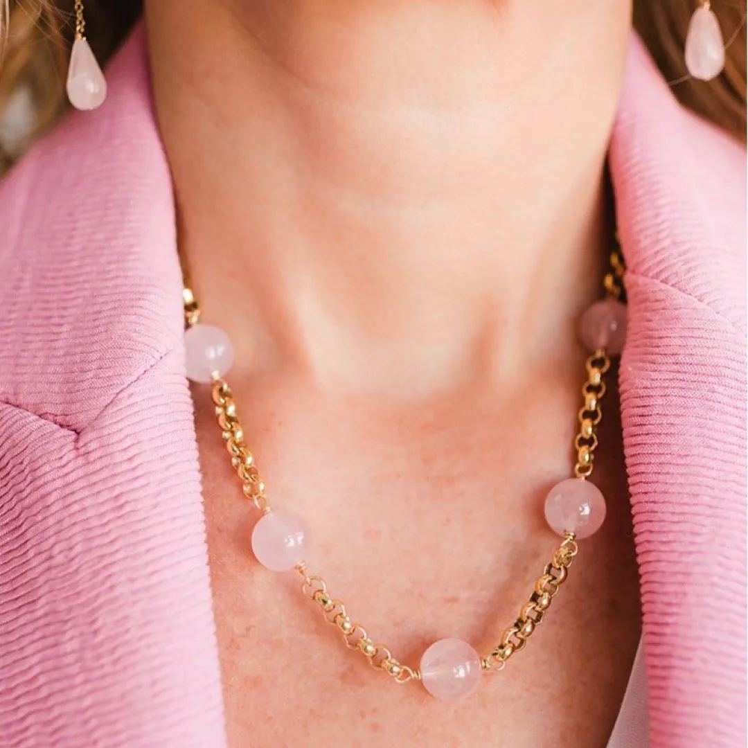Olivia Necklace With Rose Quartz