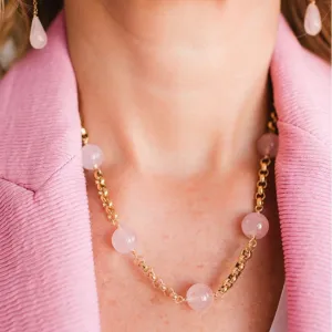 Olivia Necklace With Rose Quartz