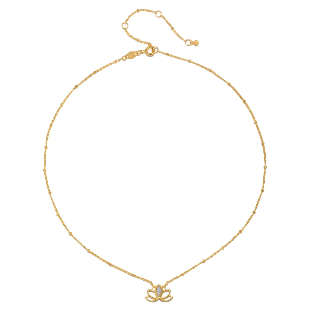 Open Lotus Moonstone Necklace