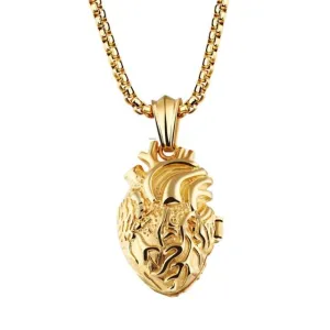 Openable Human Anatomical Heart Charm Pendant Necklace in Stainless Steel