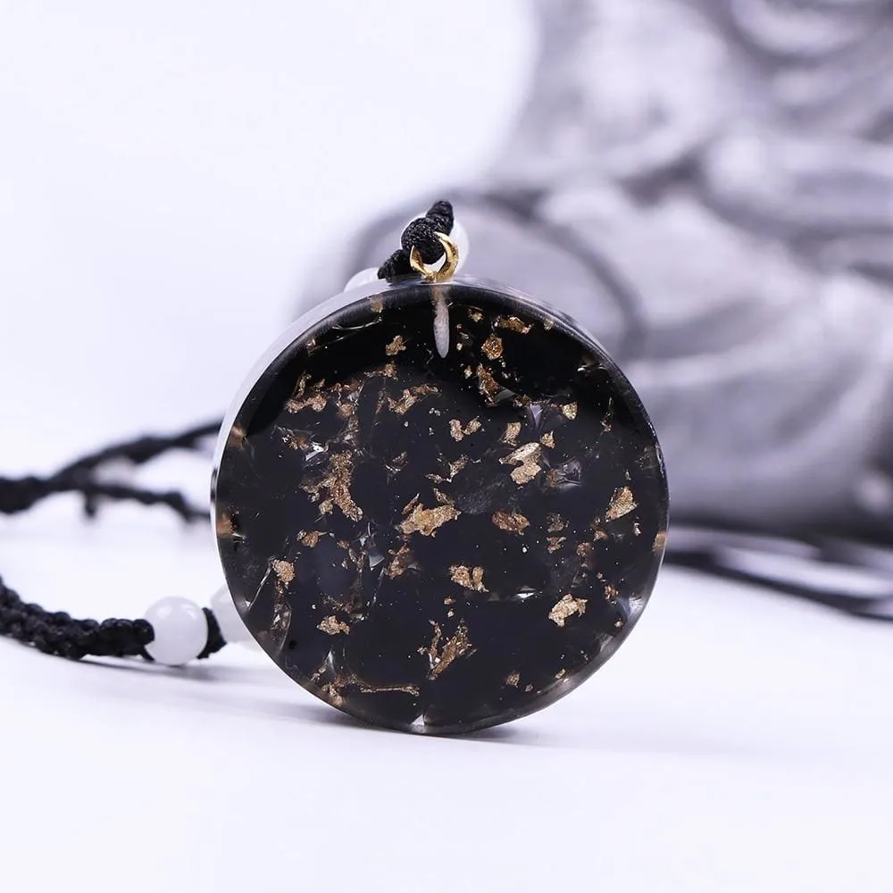 Orgonite Necklace Life of Flower Necklace Obsidian Yoga Meditation Jewelry