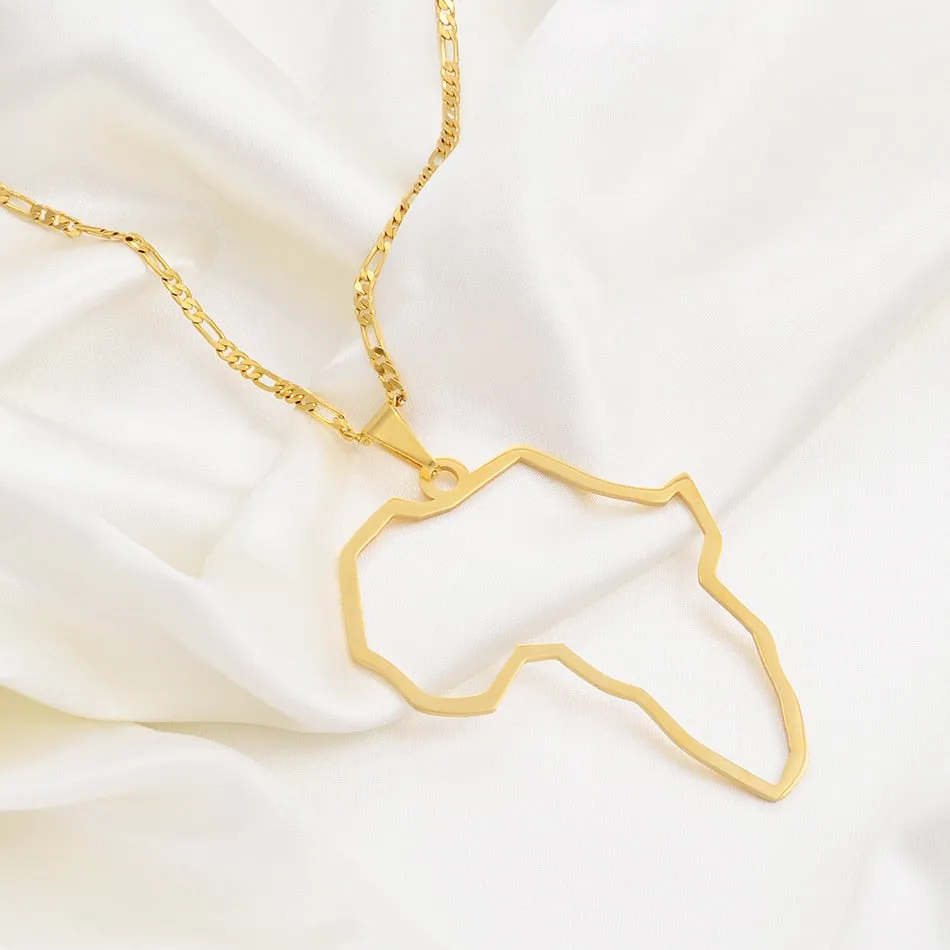 Outline Big Map Africa Necklaces