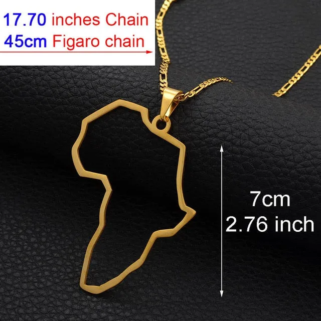 Outline Big Map Africa Necklaces