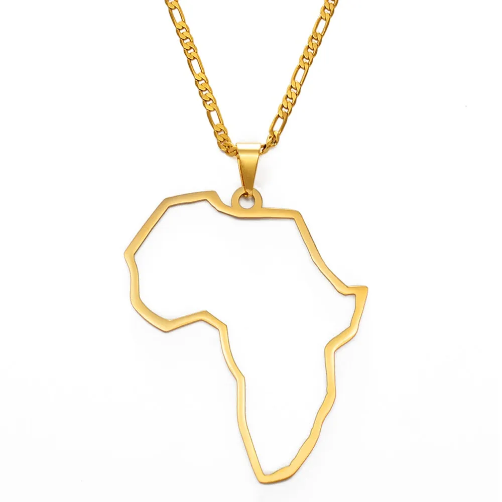 Outline Big Map Africa Necklaces