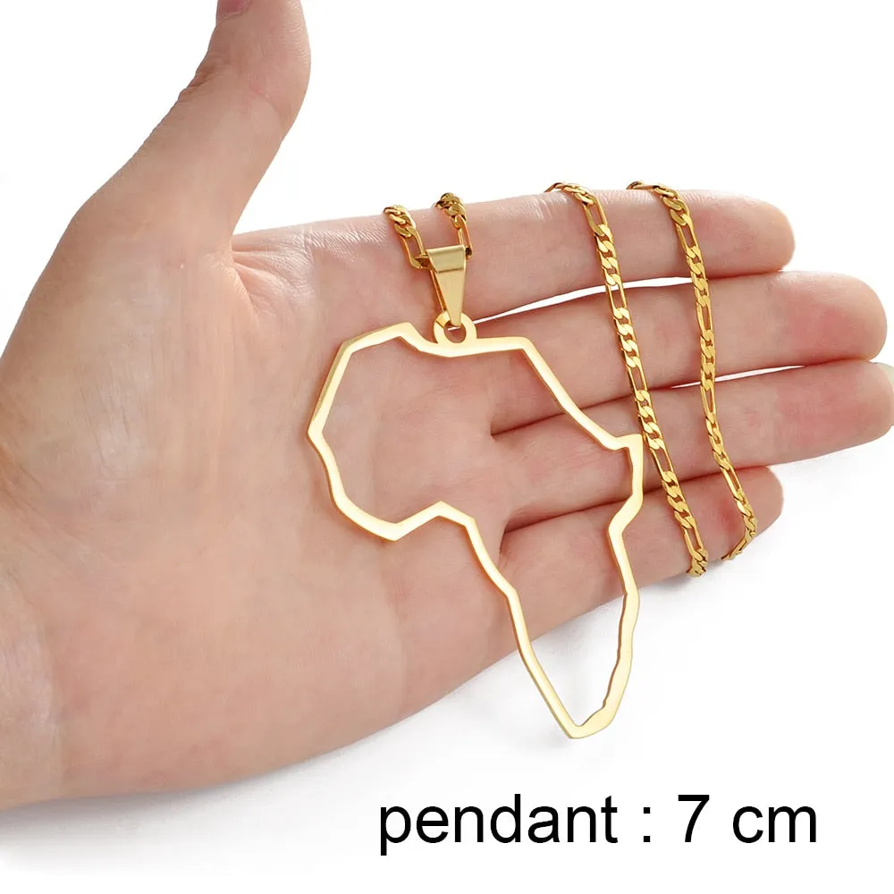Outline Big Map Africa Necklaces