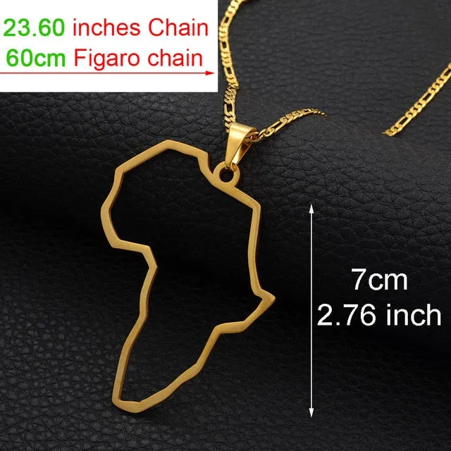 Outline Big Map Africa Necklaces