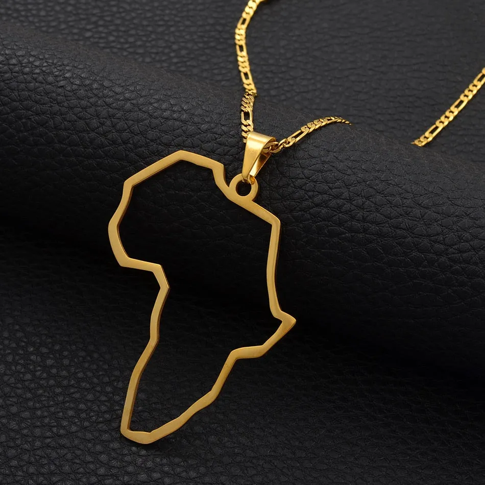 Outline Big Map Africa Necklaces