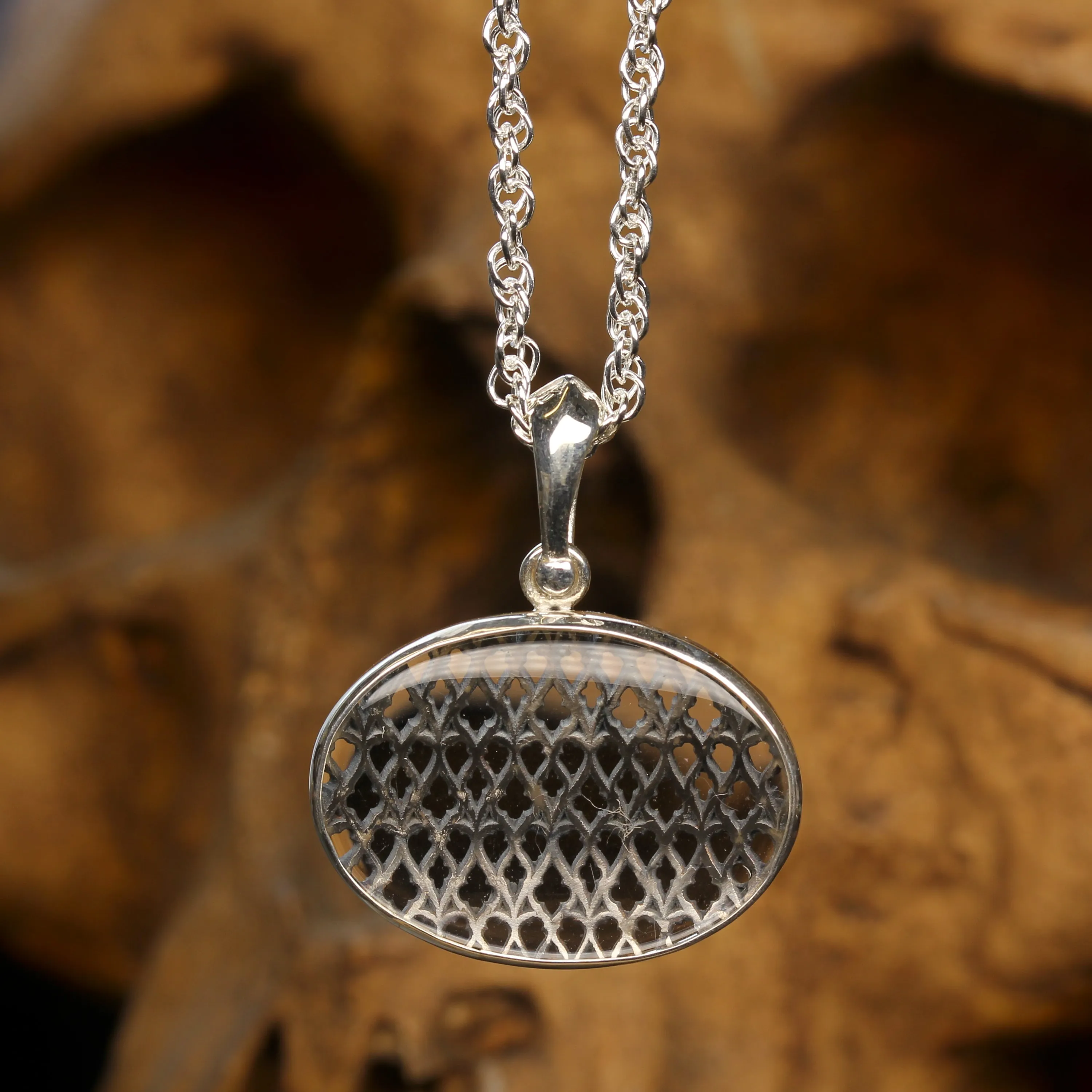 Oval Clear Quartz Gothic Necklace