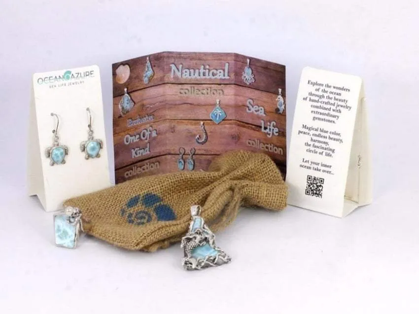 Palm Tree Earrings with Larimar
