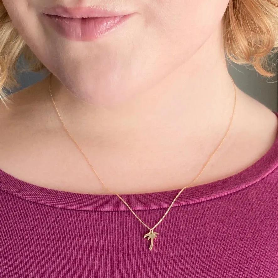 Palm Tree Necklace in 14k Gold