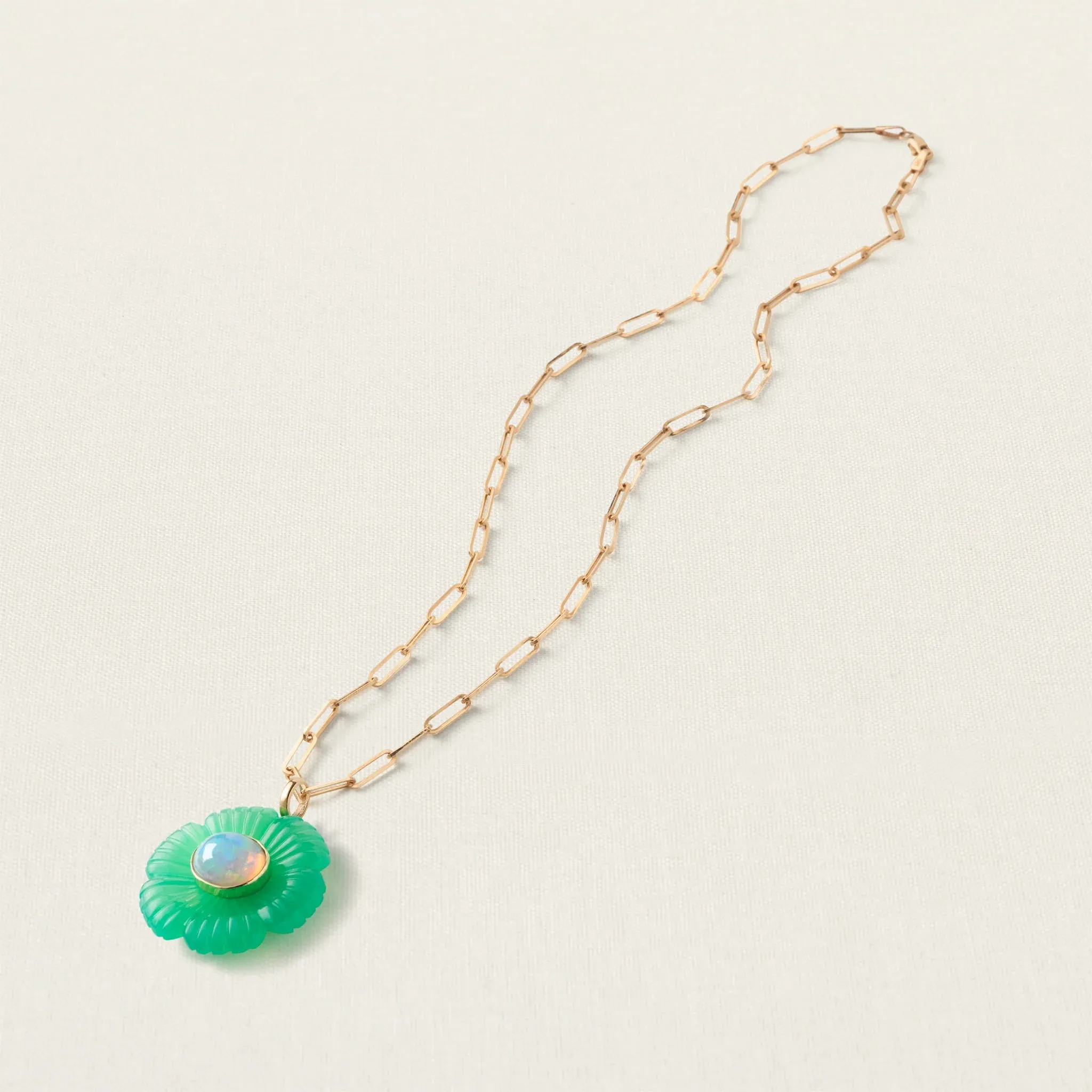 Paradise Flower Pendant XL Chrysoprase Ethiopian Opal