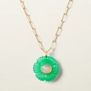 Paradise Flower Pendant XL Chrysoprase Ethiopian Opal