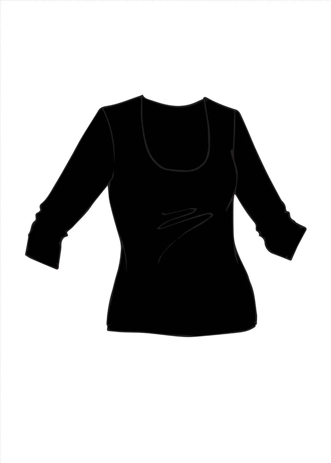 PAULA RYAN ESSENTIALS Slim Fit 3/4 Sleeve U Shape Neck Top - MicroModal