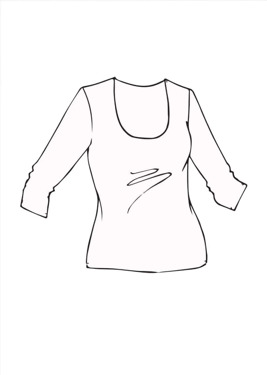 PAULA RYAN ESSENTIALS Slim Fit 3/4 Sleeve U Shape Neck Top - MicroModal