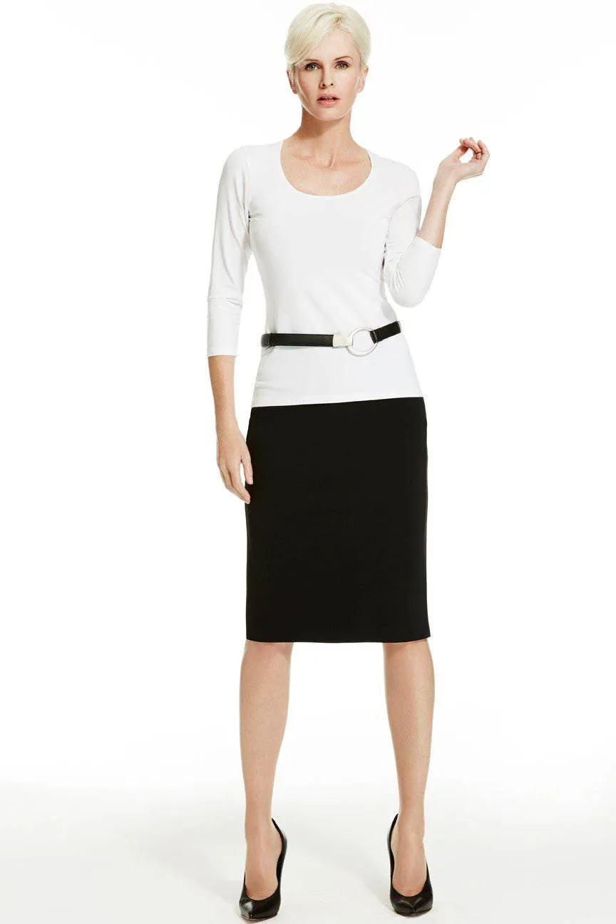 PAULA RYAN ESSENTIALS Slim Fit 3/4 Sleeve U Shape Neck Top - MicroModal