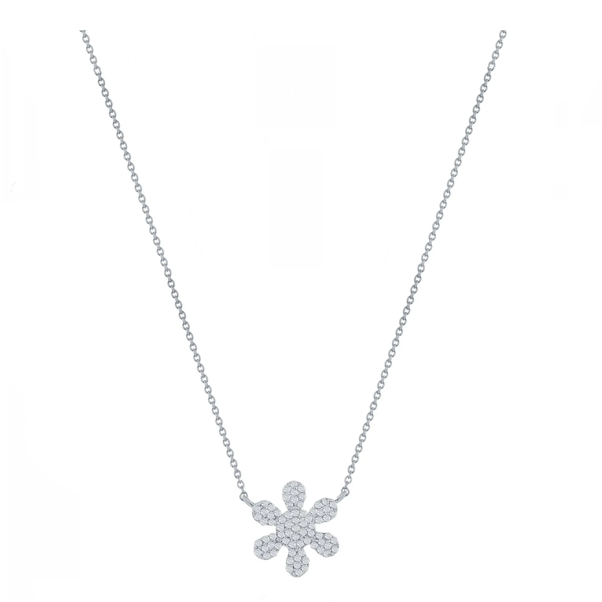 Pave Diamond Flower Necklace