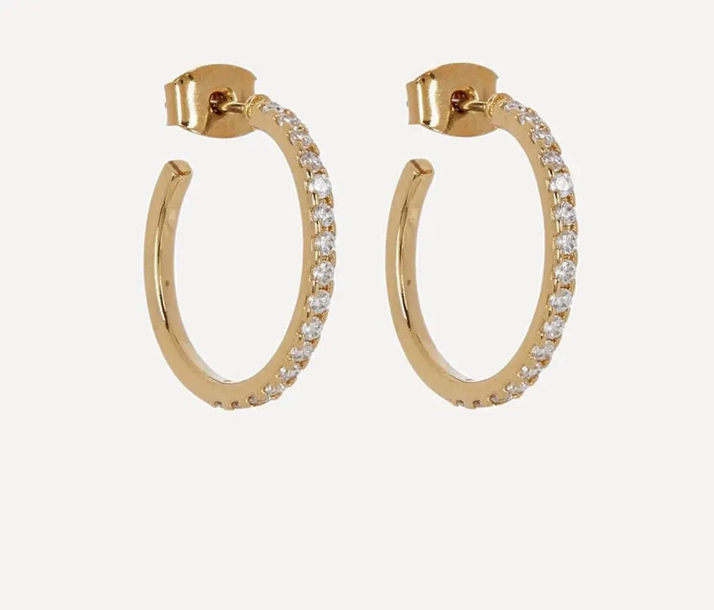 Pave Set Hoop Earrings in Gold