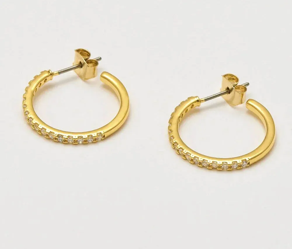 Pave Set Hoop Earrings in Gold