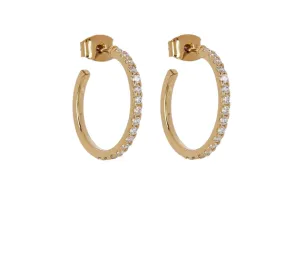 Pave Set Hoop Earrings in Gold