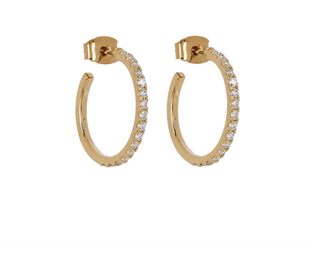 Pave Set Hoop Earrings in Gold