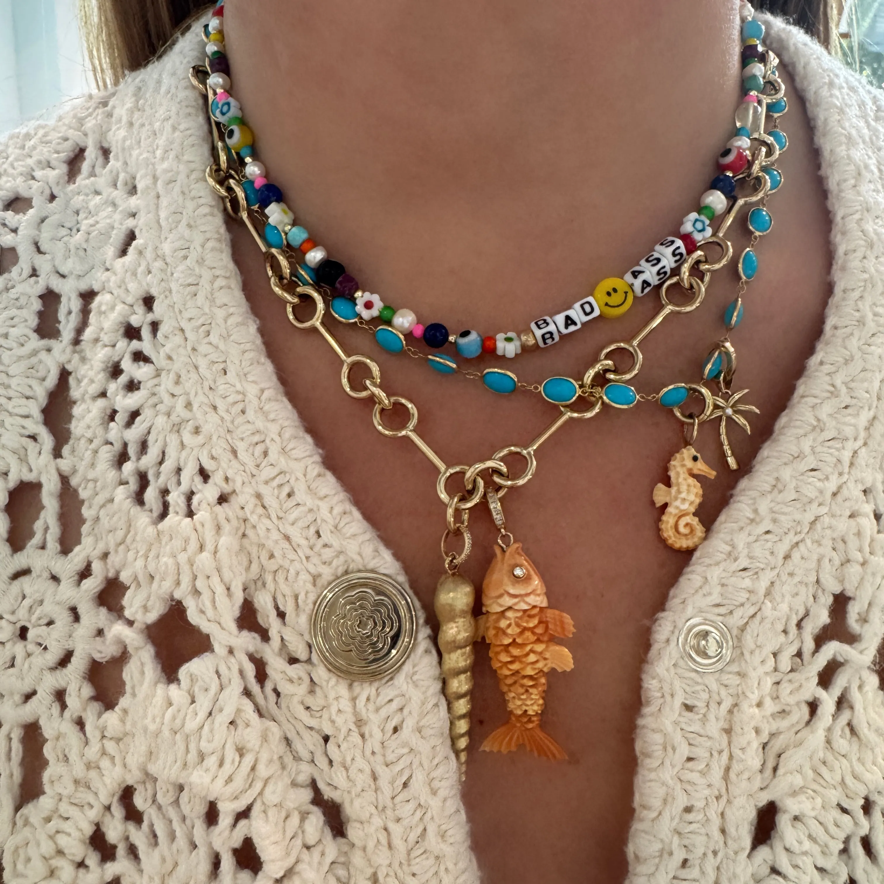 Pearl Palm Tree Paradise Charm Necklace