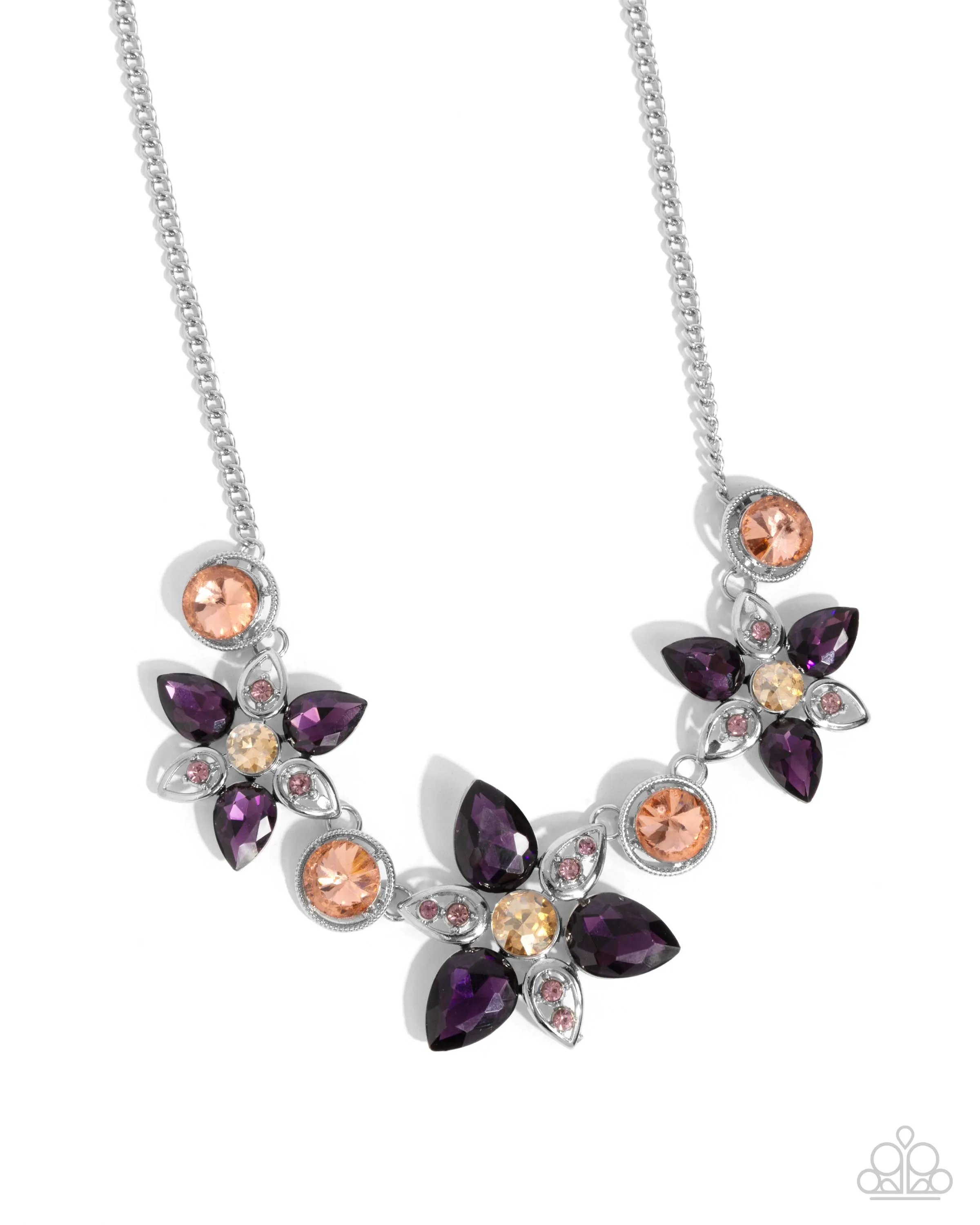Perennial Promise - Purple - and Peach Gem Flower Paparazzi Short Necklace