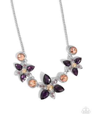 Perennial Promise - Purple - and Peach Gem Flower Paparazzi Short Necklace