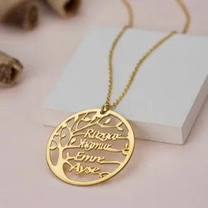 Personalized 4 Names Tree of Life Necklace