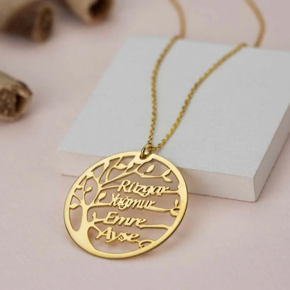 Personalized 4 Names Tree of Life Necklace